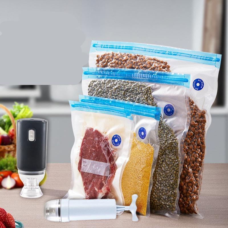 Reusable vacuum sealer bags with manual hand pump
