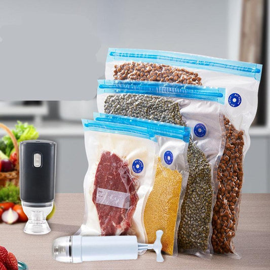 Reusable vacuum sealer bags with manual hand pump