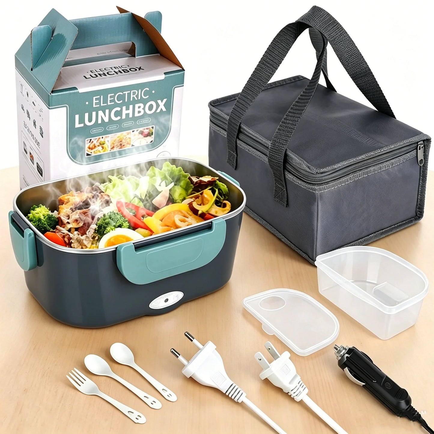 Electric heated lunch box for car and home use