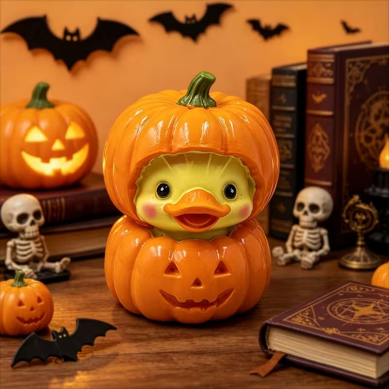Mini pumpkin duck resin Halloween figurine