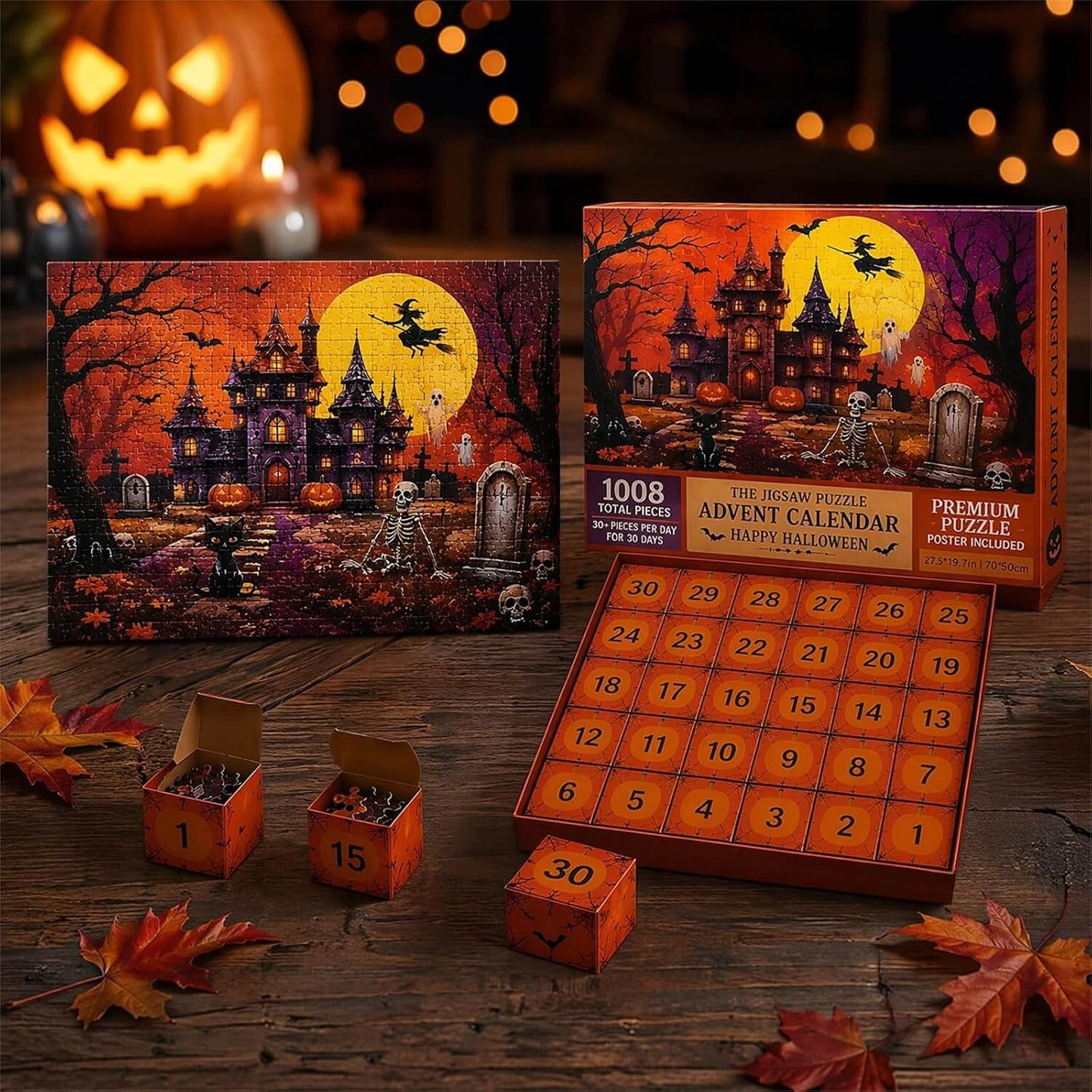 1008-piece haunted castle Halloween advent jigsaw puzzle