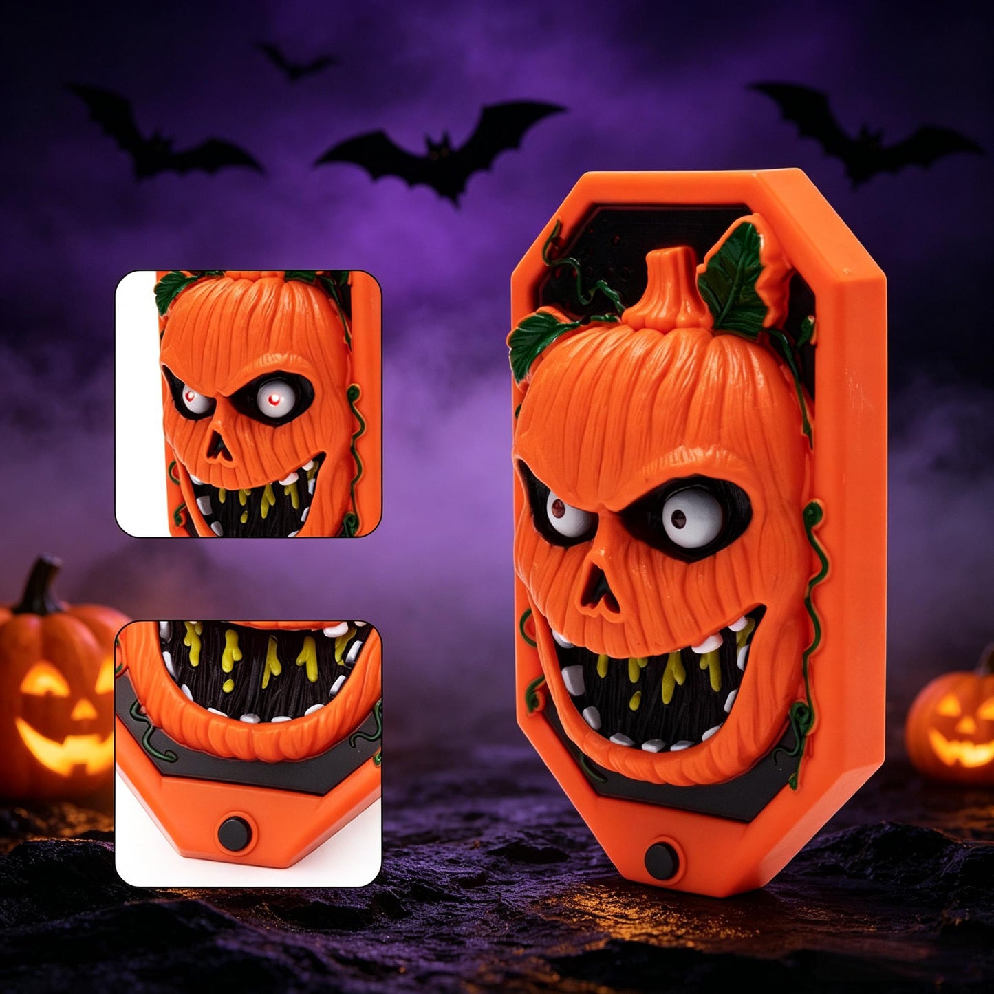 Halloween doorbell with pop-up spider LED eyes and sound effects