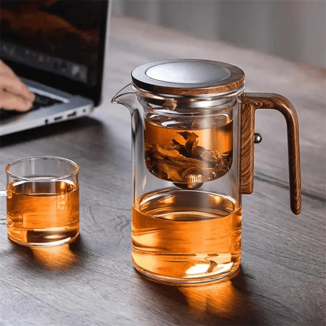 720ml glass teapot with push-button infuser