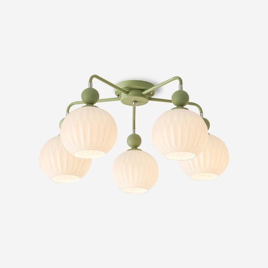 Multi-head glass pendant ceiling light with green shades