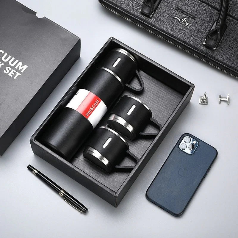 500ml insulated thermos set with three cups