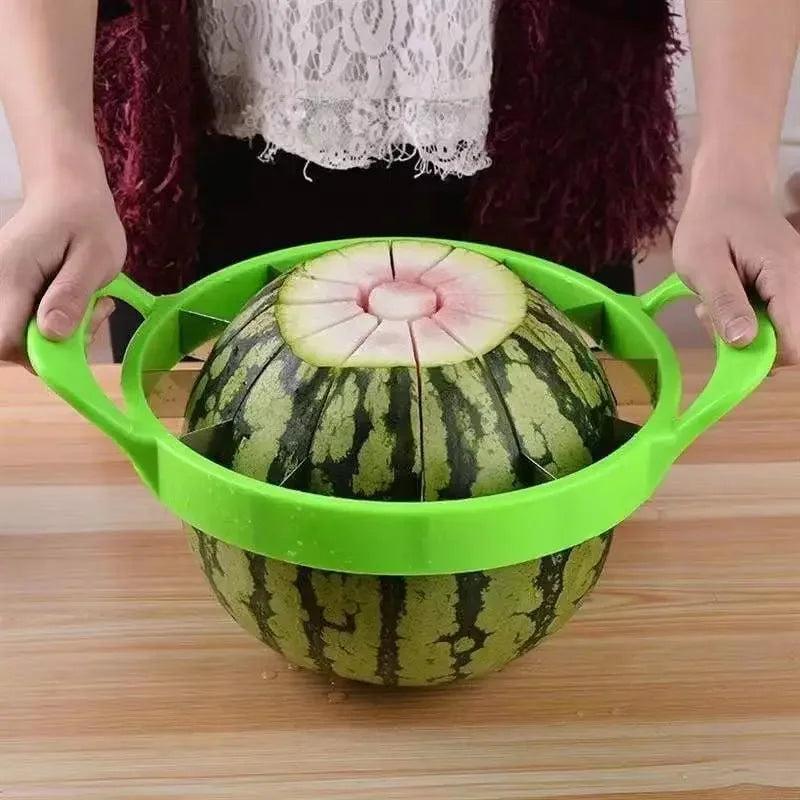 Stainless steel watermelon slicer for eight or twelve wedges