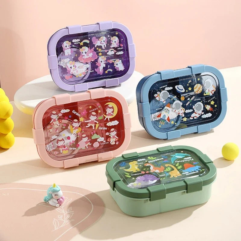 Kids bento lunch box with soup bowl and spoon