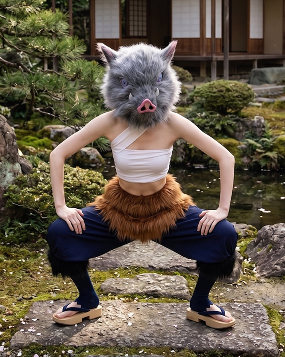 Women's faux-fur warrior costume set