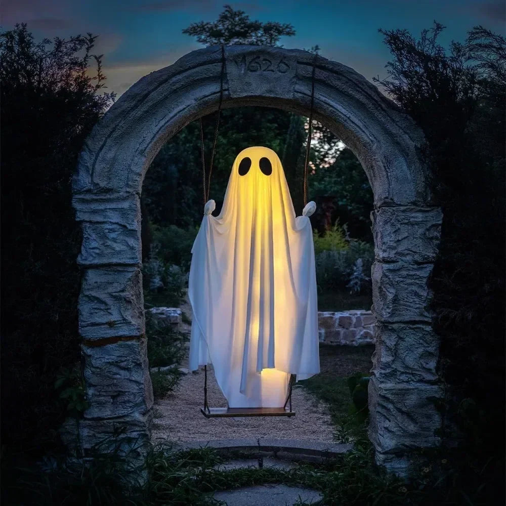 Remote-controlled LED hanging ghost Halloween decoration