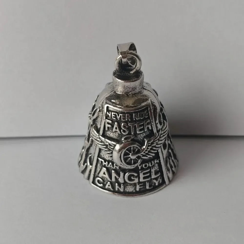 Motorcycle guardian bell charm with wing design