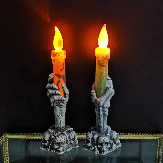 Halloween skull LED candle holder