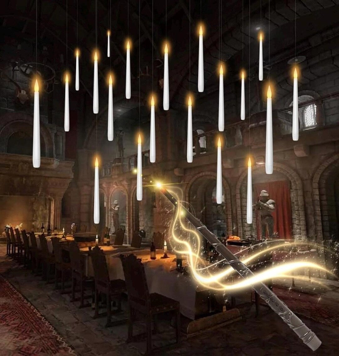 Twenty-piece flameless floating candle set with wand