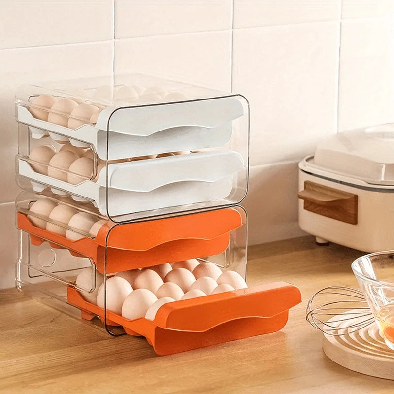 Stackable egg holder with two drawers