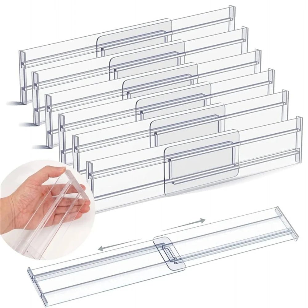 Adjustable transparent drawer divider set