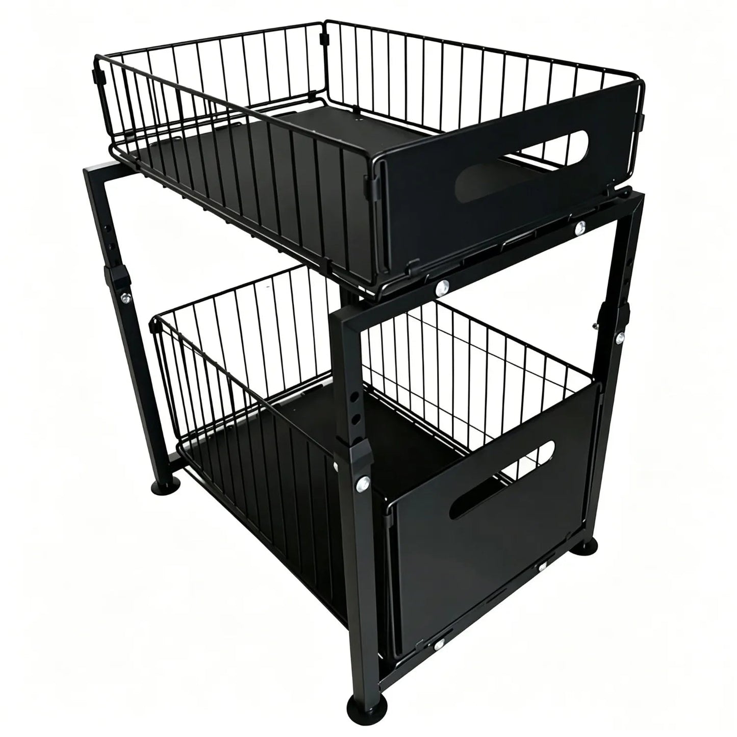 Two-tier pull-out kitchen cabinet organizer