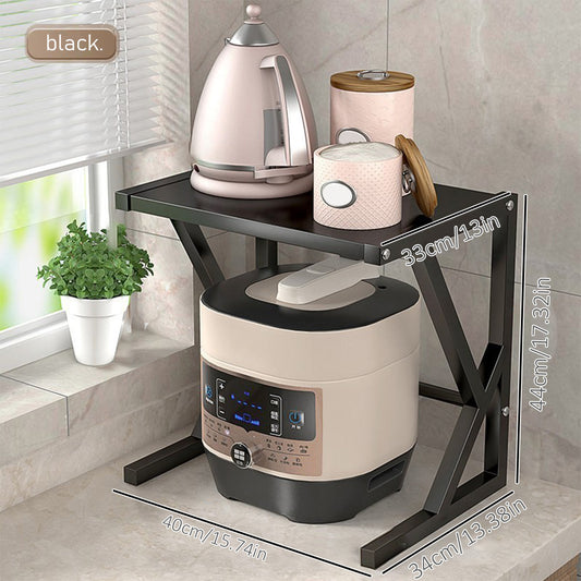Two-tier steel kitchen appliance storage rack