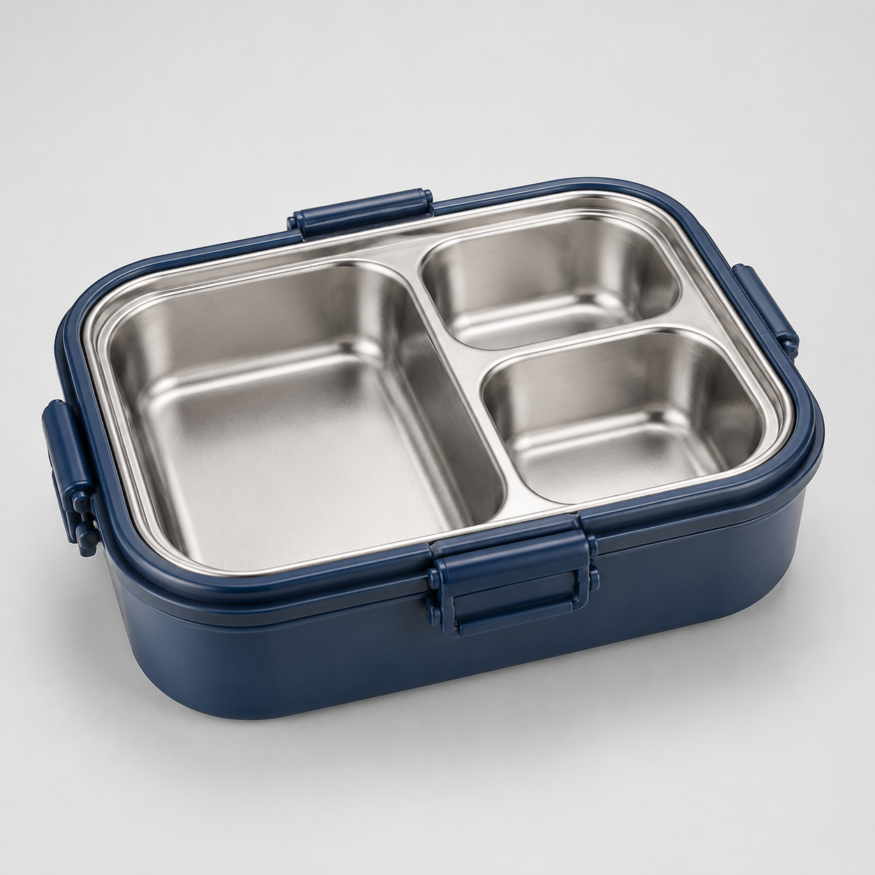Three-compartment insulated stainless steel lunch box