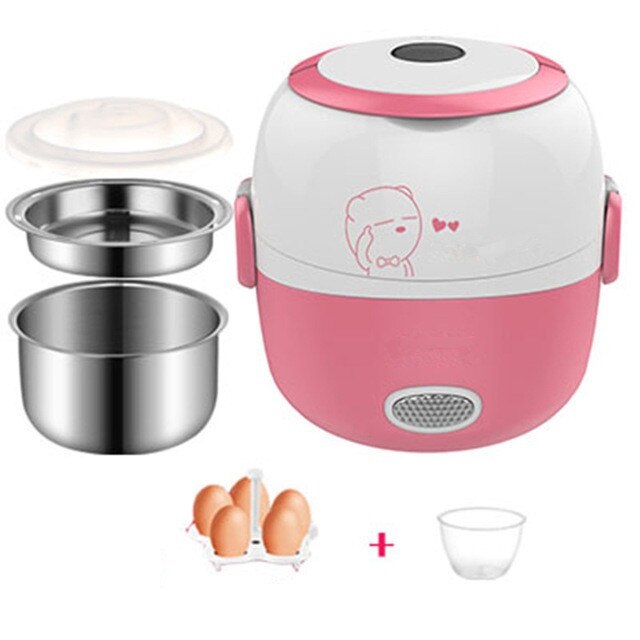One-liter electric lunch box with cooking and steam functions