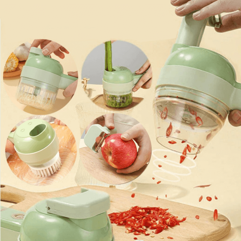 Four-in-one USB rechargeable electric food chopper