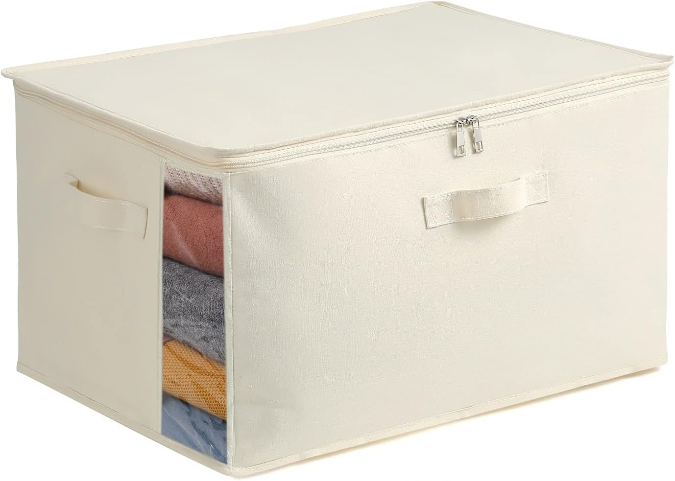 Canvas clothing and bedding storage organizer with viewing window